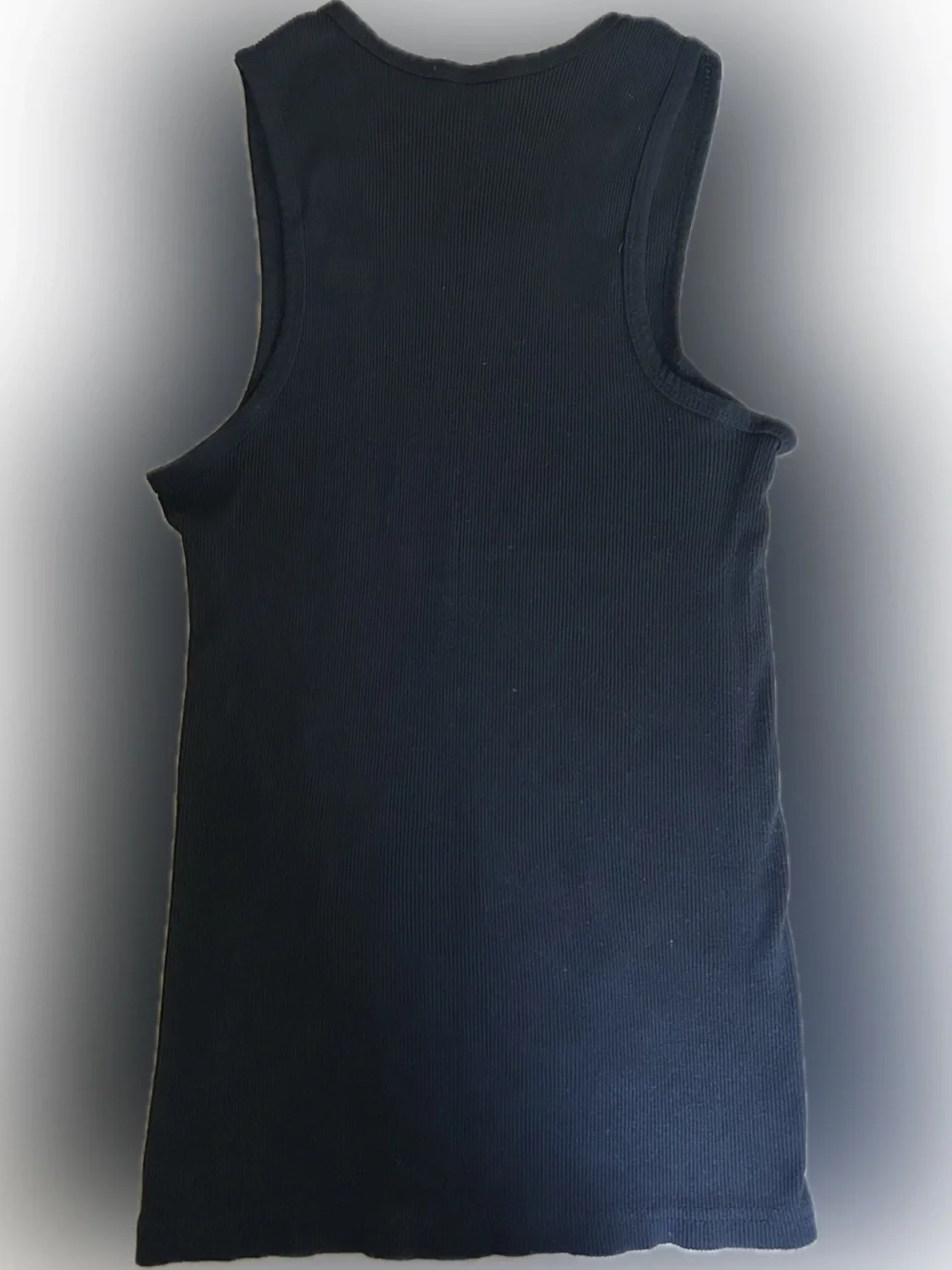 True Religion Black Ribbed Logo Tank